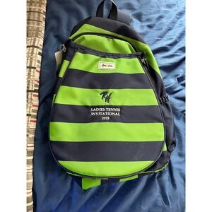 AME & LULU Ladies Tennis Invitational Backpack Navy Green Striped Tennis 2019